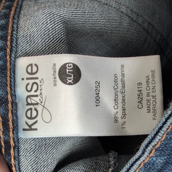 Kensie Jeans Denim Button Front Mini Skirt XL Blue Wash Stretch Pockets - Picture 8 of 11